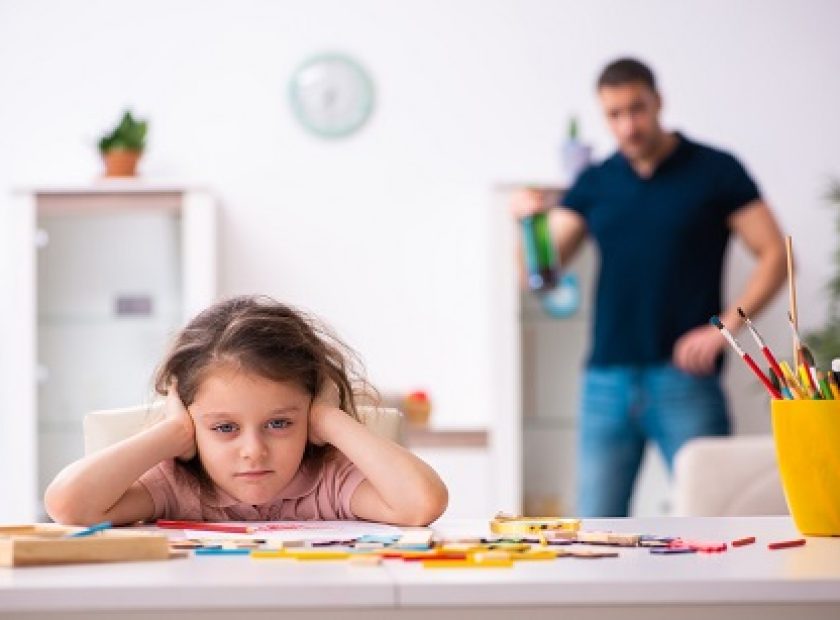 Drunk,Father,And,Little,Girl,Indoors